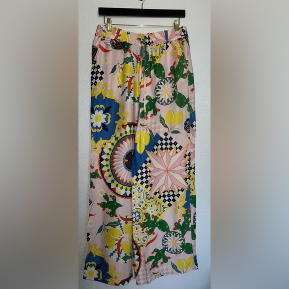 ANTHROPOLOGIE Maeve Straight-Leg Pull-On
Silk Pants Multicolor Pink yellow Sz S - Picture 6 of 13
